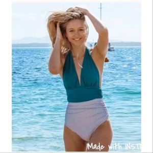 Cupshe one piece stripe halter swim